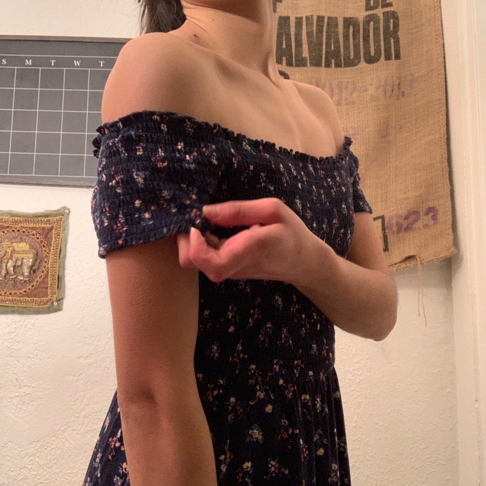 💙 blue floral off shoulder dress 💙